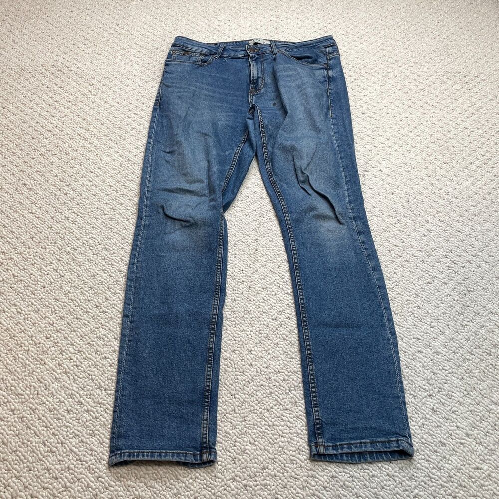 Pull&Bear Jeans Mens 34x31 Straight Slim Fit Straight Leg Blue Denim Causal Dark